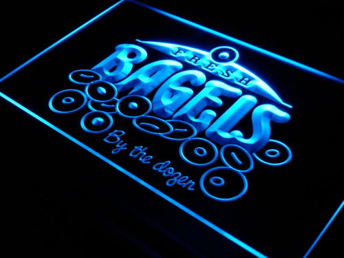 Fresh Bagels Shop Cafe Beer Food Neon Light Sign